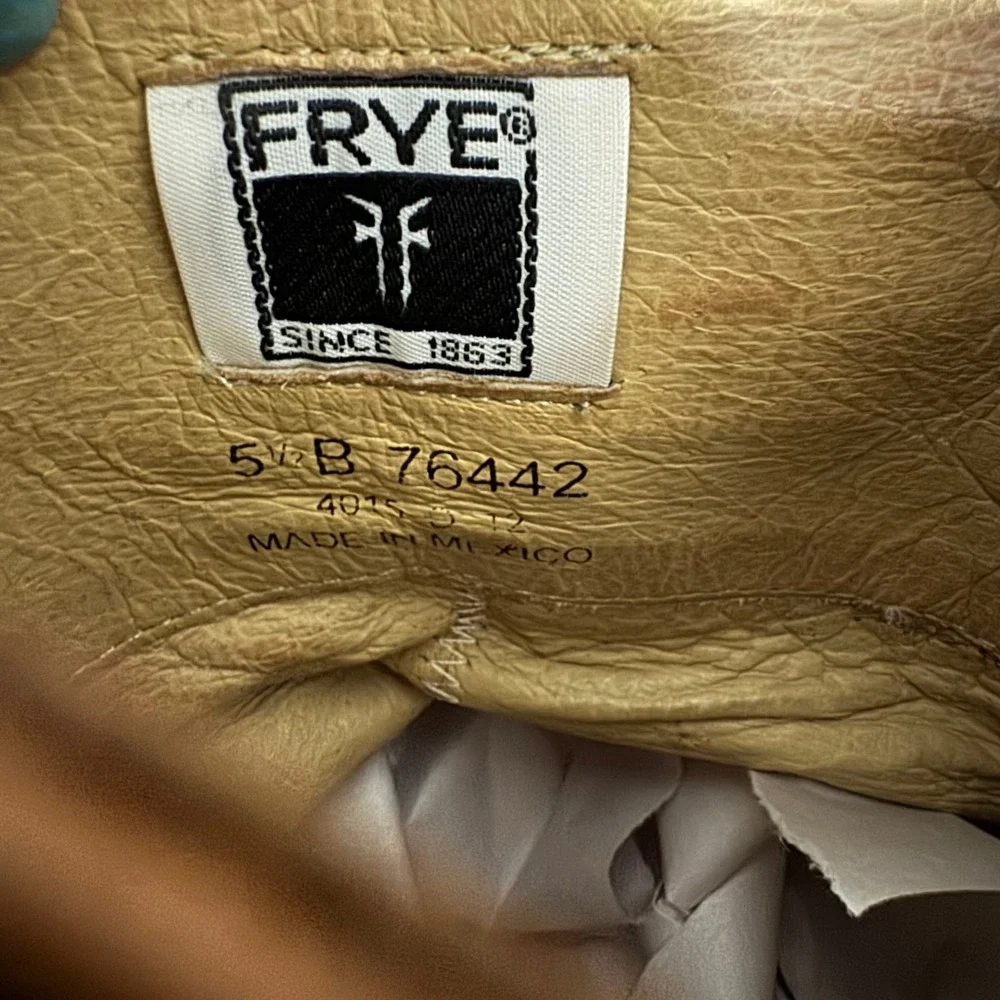 Frye Melissa Trapunto Boots Womens 5.5B Cognac Leather‎ Riding Knee High Western